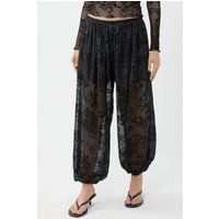 Transparente Hose mit Paisley-Flockdruck