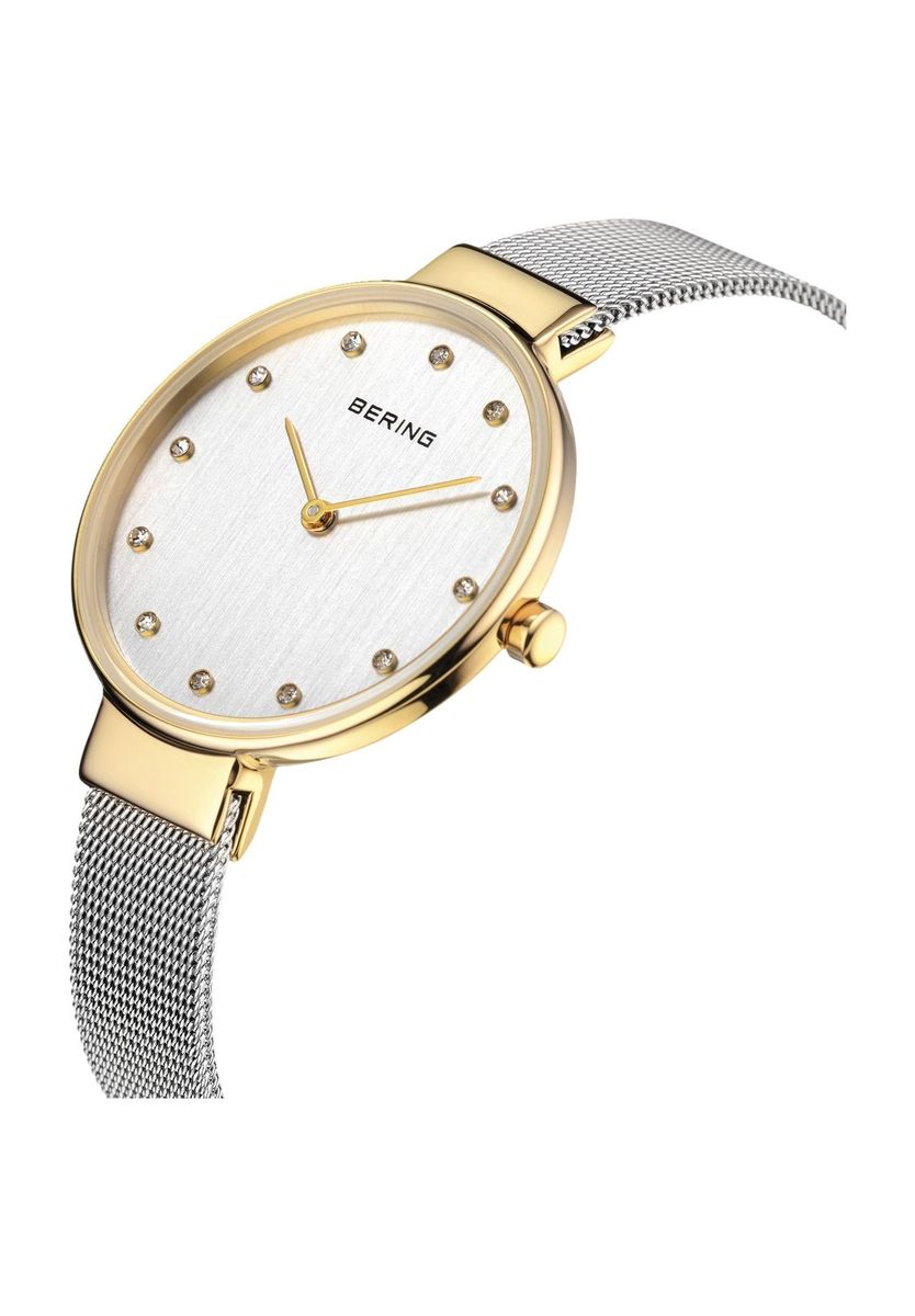 Minimalistische Mesh-Uhr mit Kristallindizes