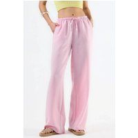 Texturierte Stoffhose mit Kordelzug