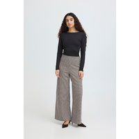 Weit geschnittene Karohose mit hoher Taille