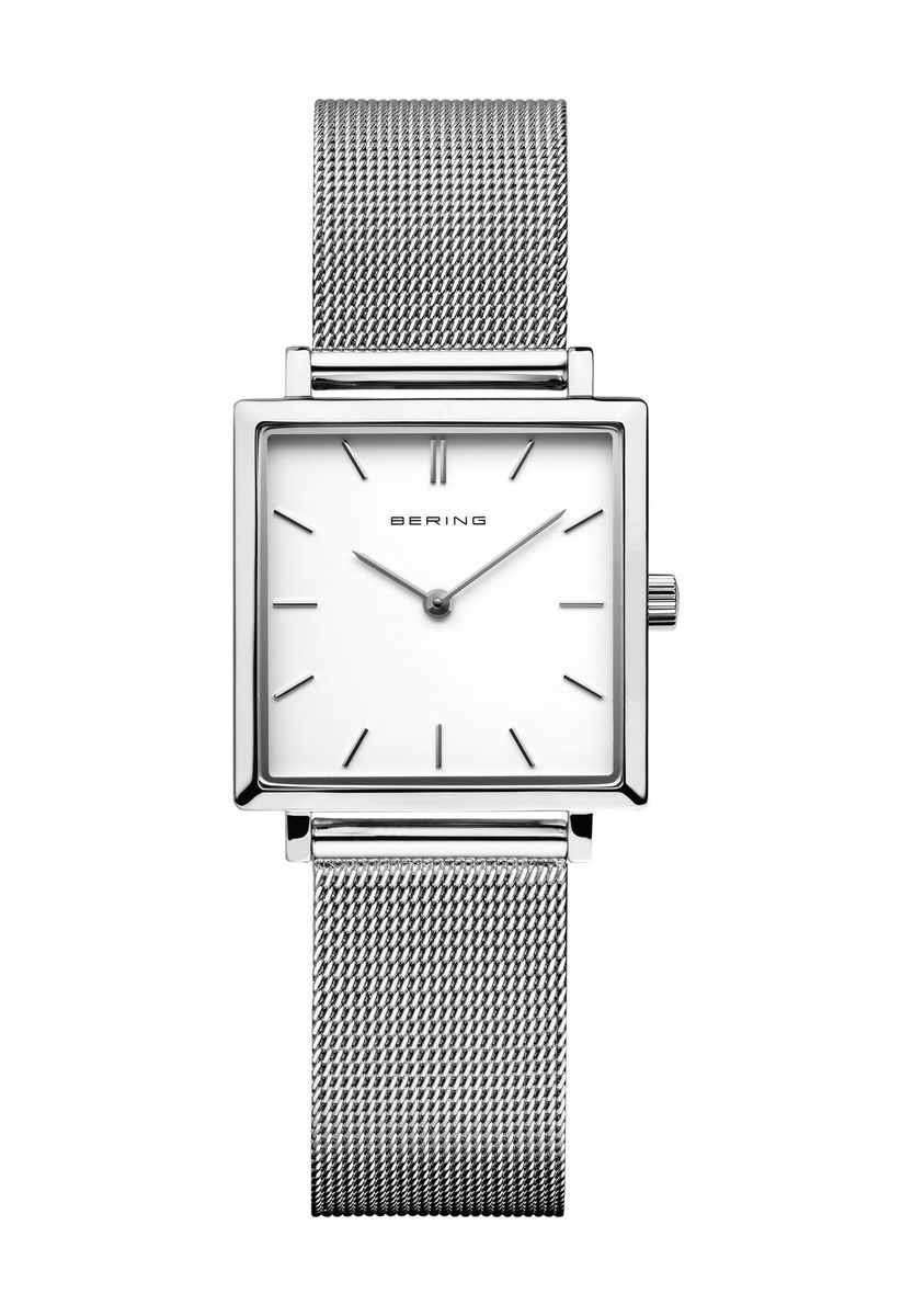 Minimalistische Milanaise-Uhr mit quadratischem Gehäuse