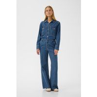 Weit geschnittene Denim-Hose mit hohem Bund