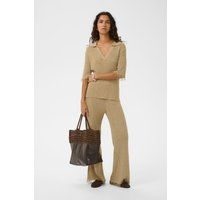 Rippstrickhose mit geradem Bein und Fransen