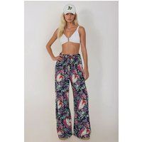 Weite Hose mit Blumenmuster und Kordelzug