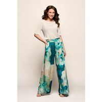Kunstvolle Palazzo-Hose mit Aquarell-Blumendruck