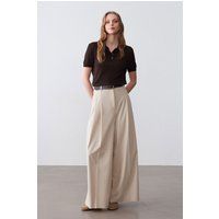 Hochtaillierte Weitbein-Hose aus Krepp