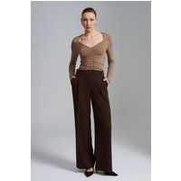 High-Waist Weitbein-Crepe-Hose
