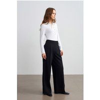 Weit geschnittene High-Waist Crepe-Hose