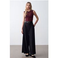 High-Waist Crepe-Hose mit weitem Bein
