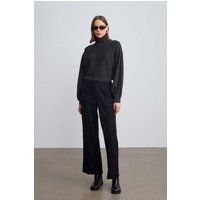 High-Waist Weitbein-Hose in Wildleder-Optik