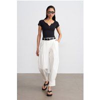 Weite Popeline-Hose mit hohem Bund