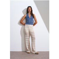 Hochtaillierte weit geschnittene Strickhose