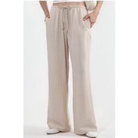 Strukturierte Weitbeinhose mit Kordelzug