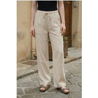 Lockere Weit Geschnittene Leinenmix-Hose
