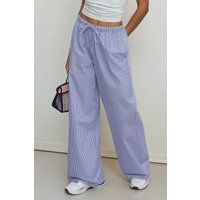 Gestreifte Baumwoll-Loungehose mit weitem Bein