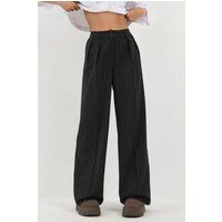 Elegante gestreifte Weitbein-Plisseehose