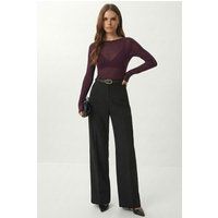 Hochtaillierte Weite Hose mit Gürtel