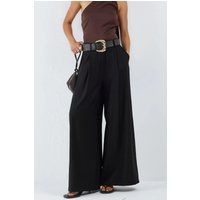 Hochtaillierte weite Hose mit Falten