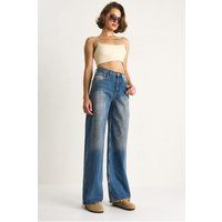 Hoch taillierte Wide-Leg-Jeans