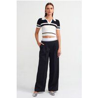 Hoch taillierte weite Crepe-Hose