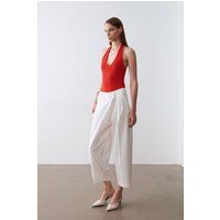 Hoch taillierte weite Crepe-Hose