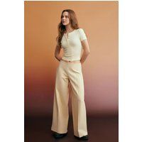Elegante Crepe-Hose mit weitem Bein