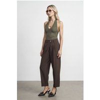 Taillierte Crepe-Hose mit weitem Bein