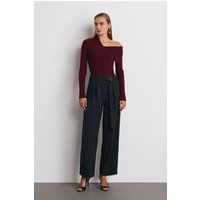 Hoch taillierte weite Crepe-Hose