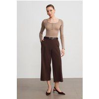 Hoch taillierte weit geschnittene Gürtel-Culottes