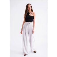 Hoch taillierte plissierte Palazzo-Hose