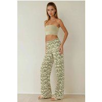 Hochtaillierte Ikat-Hose mit weitem Bein