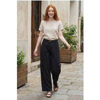 Weit geschnittene High-Waist Cargo-Hose