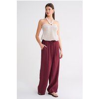 Hochtaillierte plissierte Palazzo-Hose