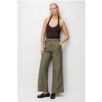 Hochtaillierte Weite Hose mit Gürtel