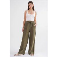 Strukturierte Musselin-Hose mit weitem Bein