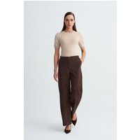 Hochtaillierte Weitbein-Hose aus Kunstwildleder