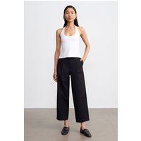 Hochtaillierte Weite Baumwoll-Popelinhose