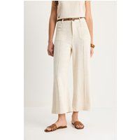 Hochtaillierte Leinenhose mit weitem Bein