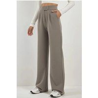 Hochtaillierte Palazzo-Hose aus elastischem Crepe