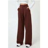Hochtaillierte Crepe-Hose mit weitem Bein