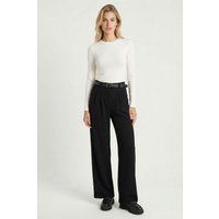 Hochtaillierte Weite Hose mit Gürtel