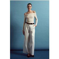 Hochtaillierte weite Crepe-Hose