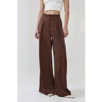 Hochtaillierte Satinhose mit weitem Bein