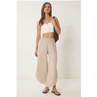 Strukturierte Pull-On-Hose mit weitem Bein