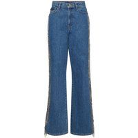 Skater-Jeans mit Kristallfransen