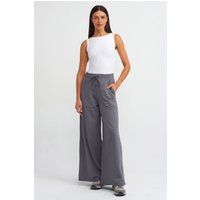 Strukturierte Baumwollhose mit weitem Bein