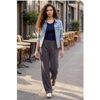 Strukturierte Lounge-Hose mit weitem Bein