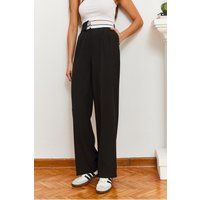 Strukturierte Palazzo-Hose mit weitem Bein