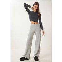Texturierte Hose mit weitem Bein