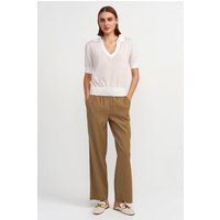 Lockere Leinenmischhose mit weitem Bein